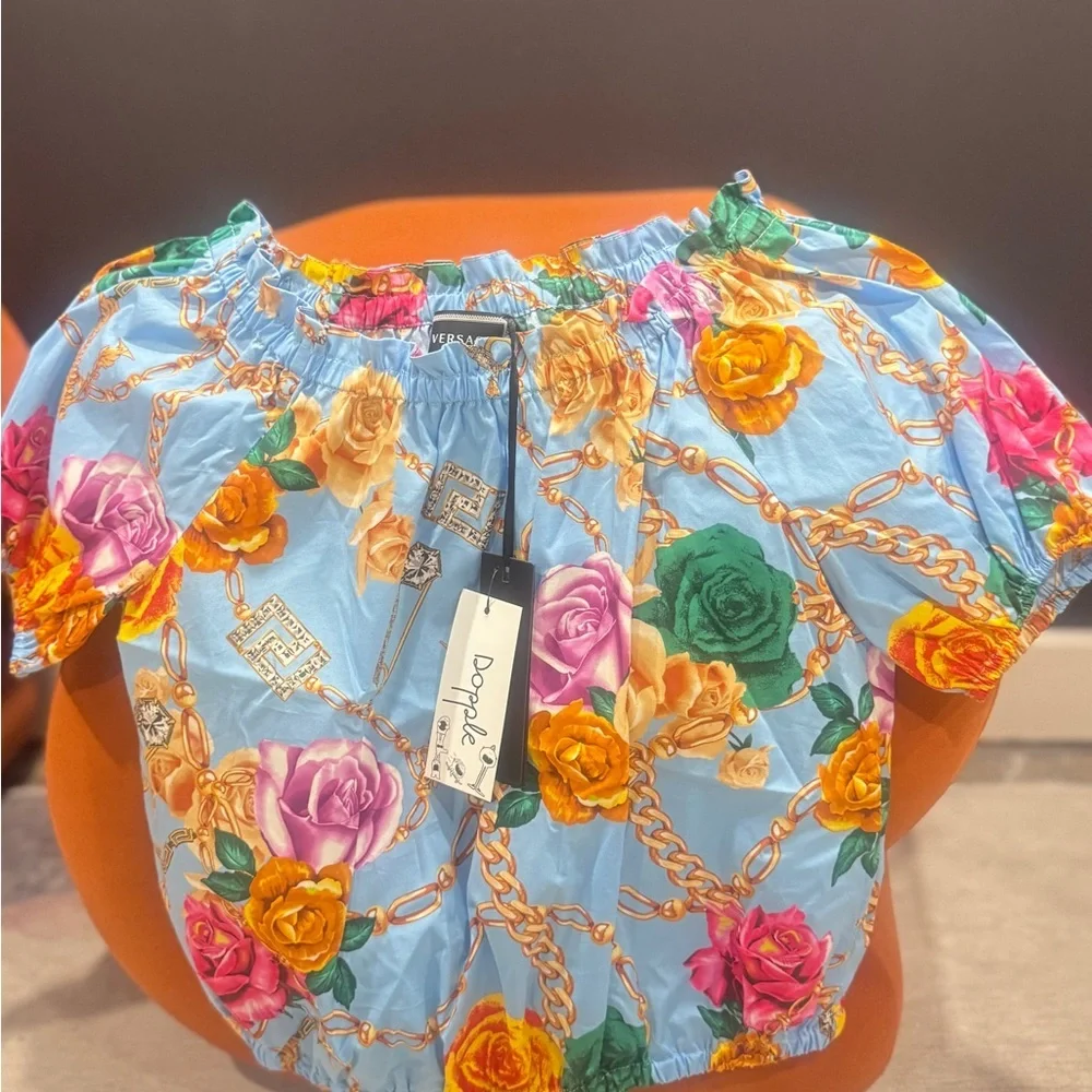 Versace Blue Chain and Rose Top 10Y BNWT - Picture 2 of 11